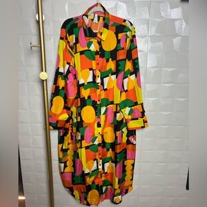 Live 4 Truth Womens Long Sleeve Button Down Maxi Shirt Dress Multicolored